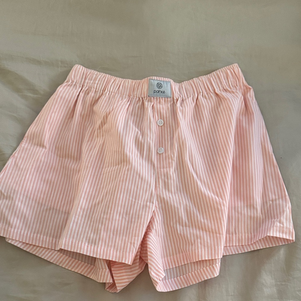 Pact Women's Pink Striped Shorts